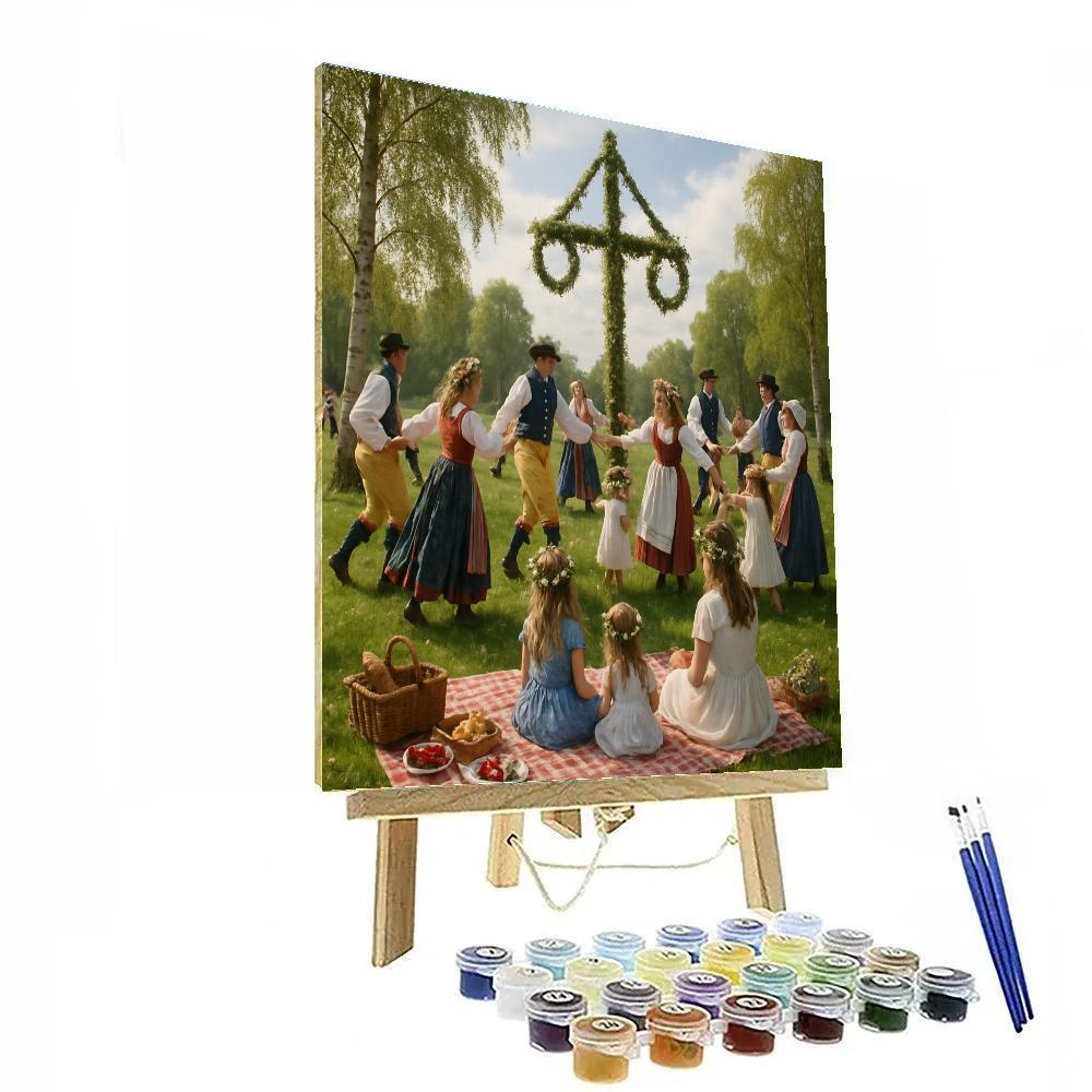 Midsummer Maypole Sweden paint by numbers