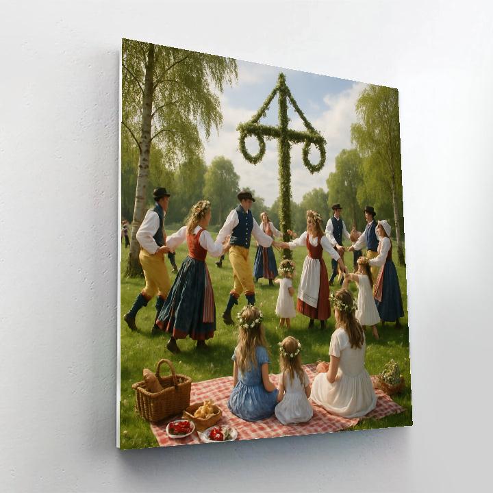 Midsummer Maypole Sweden paint by numbers