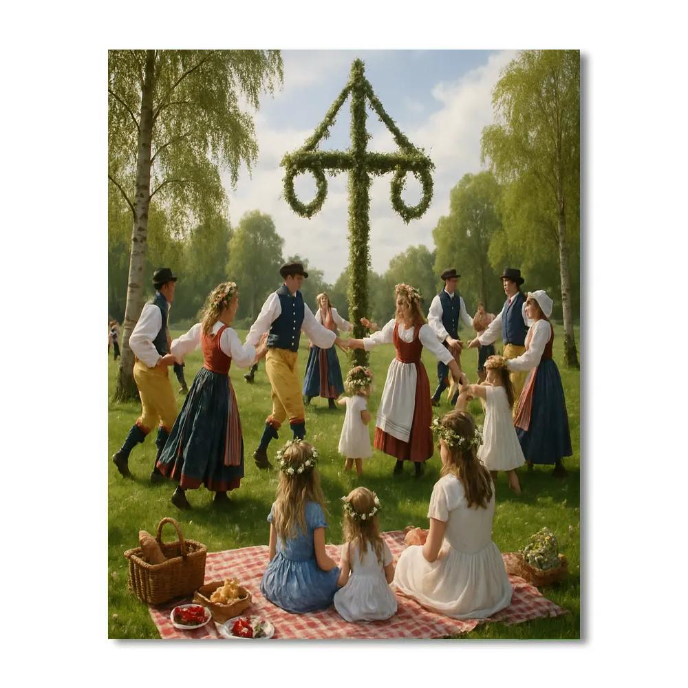 Midsummer Maypole Sweden paint by numbers