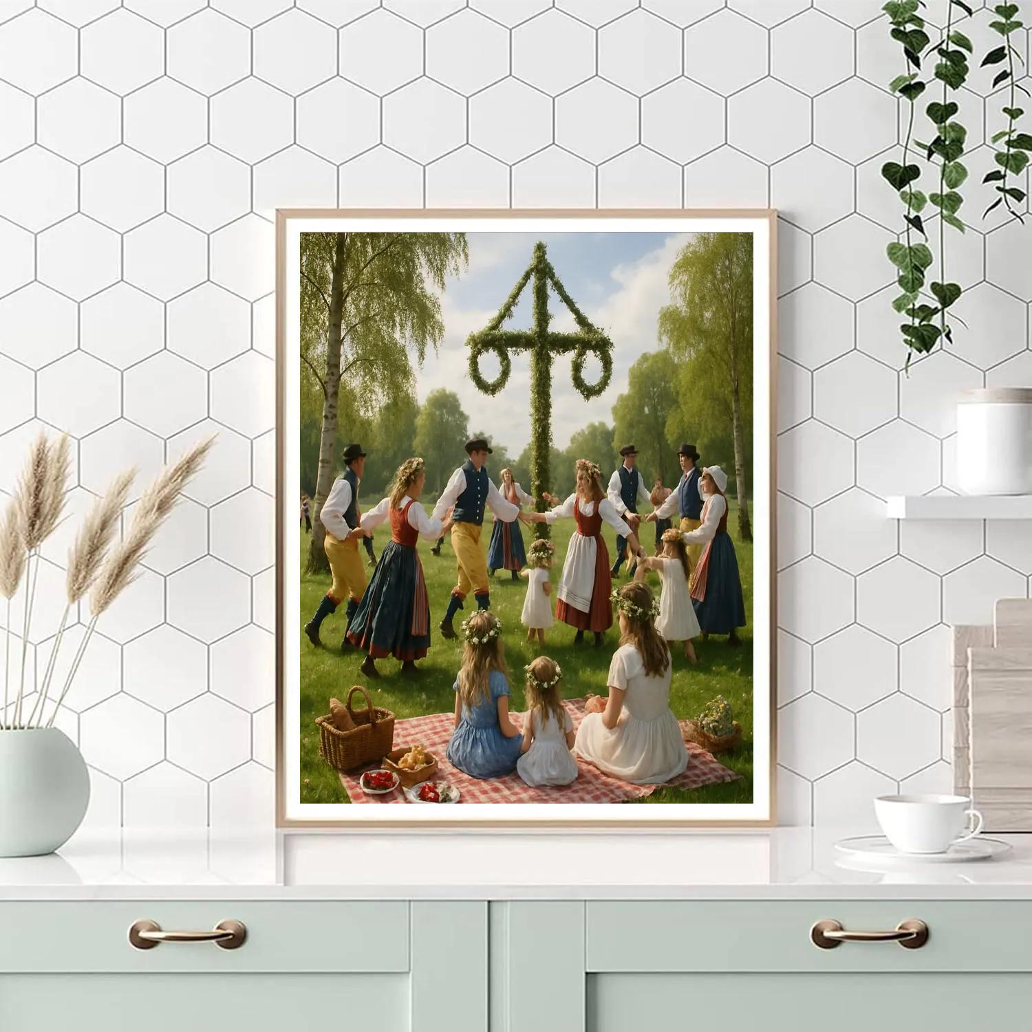Midsummer Maypole Sweden paint by numbers