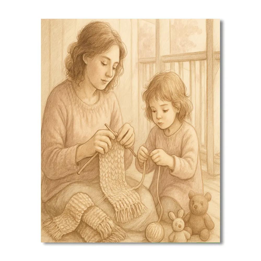Knitting Warmth Circle Numbered painting kits