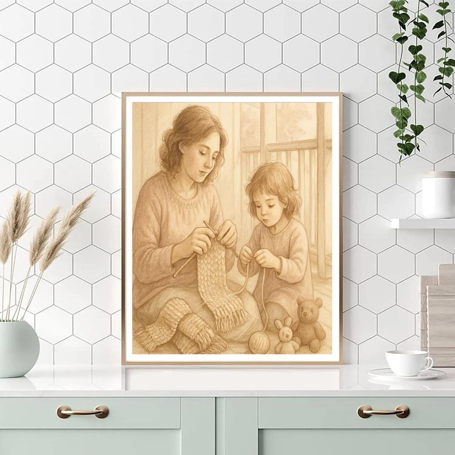 Knitting Warmth Circle Numbered painting kits