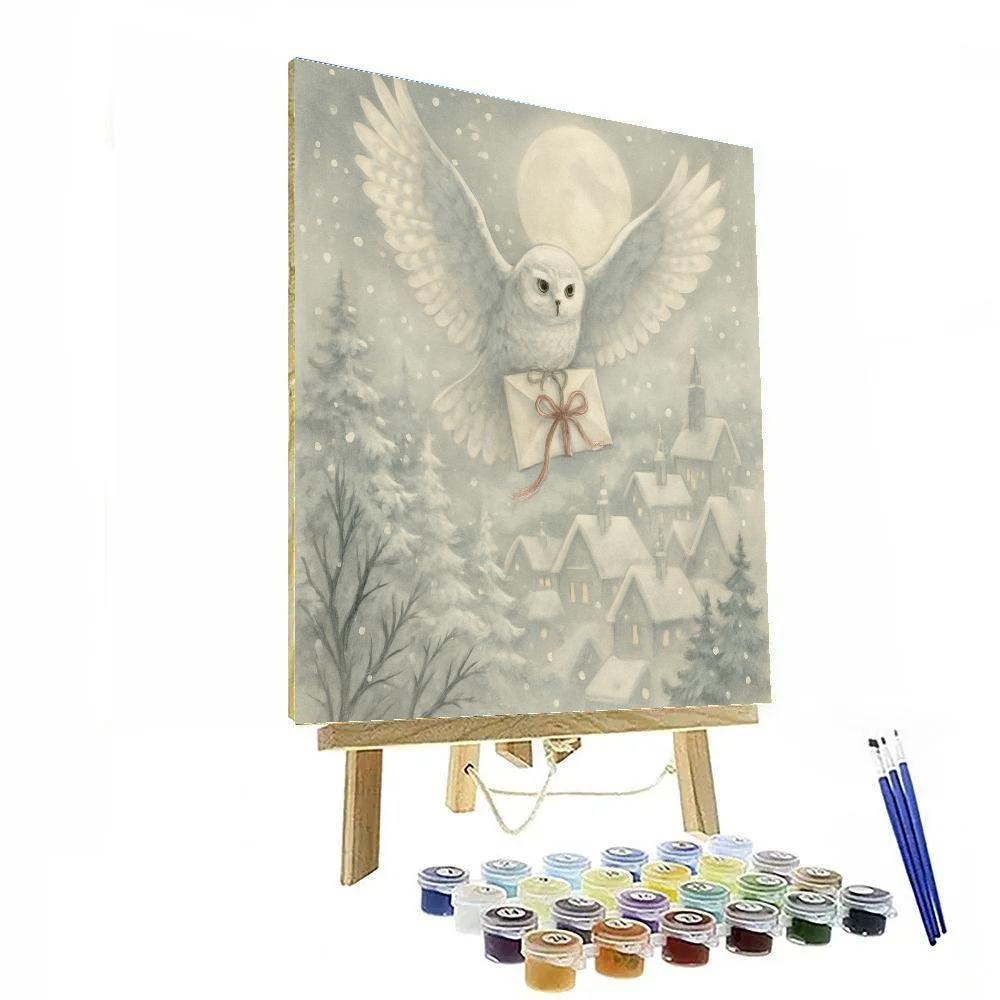 Snow Owl Messenger Number painting