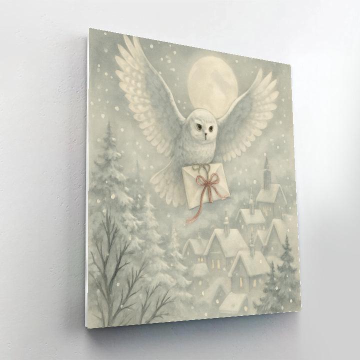 Snow Owl Messenger Number painting