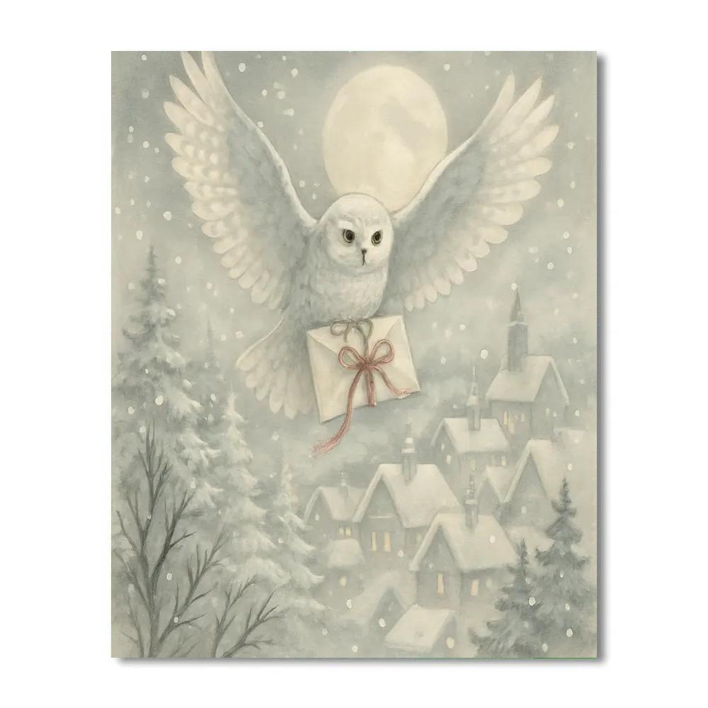 Snow Owl Messenger Number painting