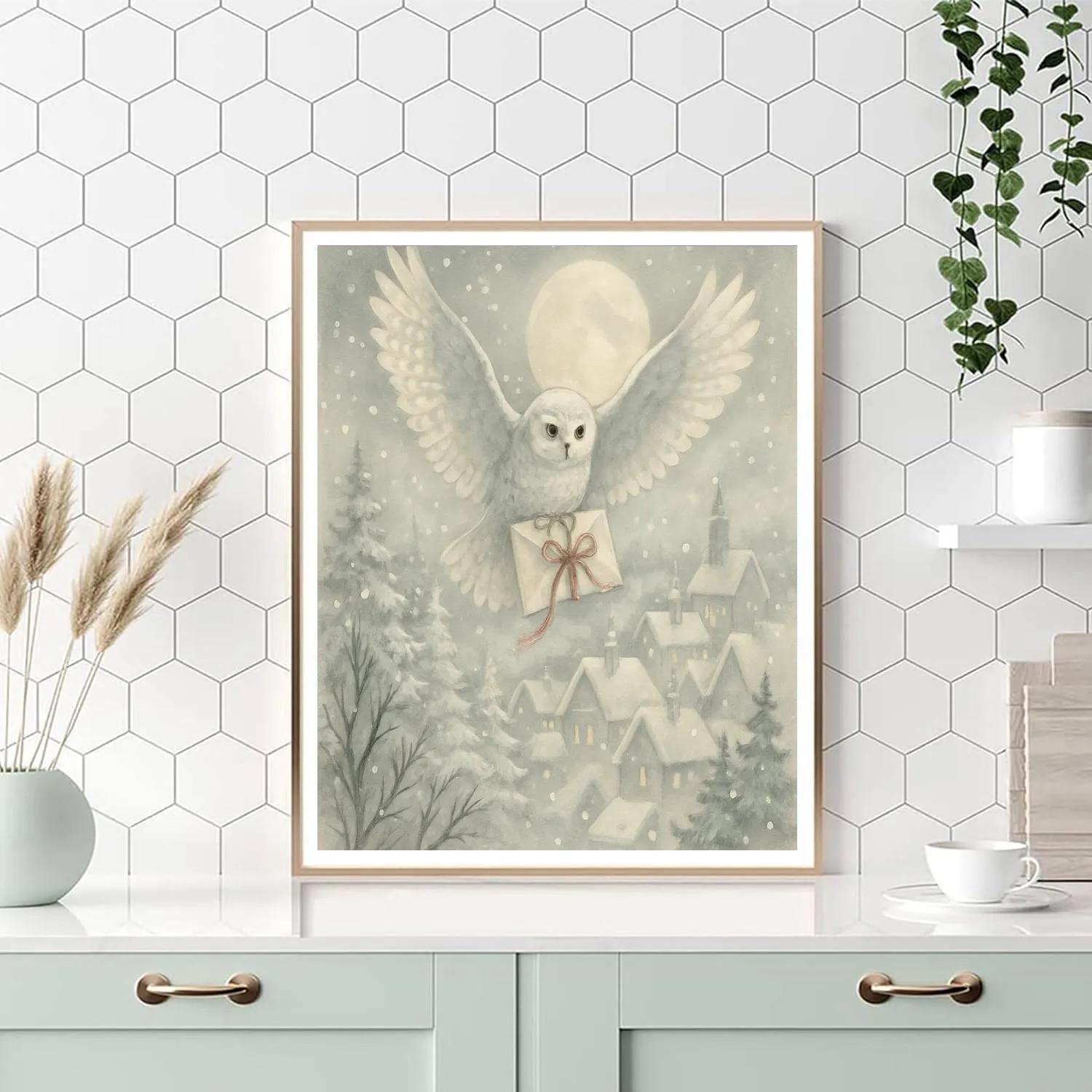 Snow Owl Messenger Number painting