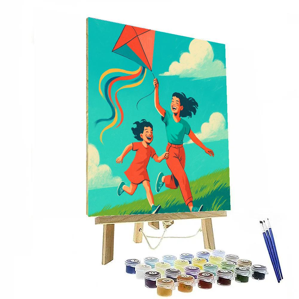 Sunset Kite Flying Bond Painting by numbers kit