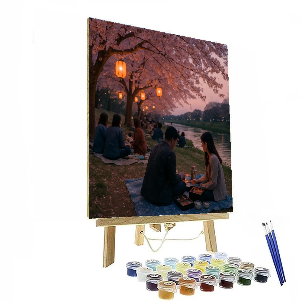 Cherry Blossom Hanami Picnic Paint by numbers art