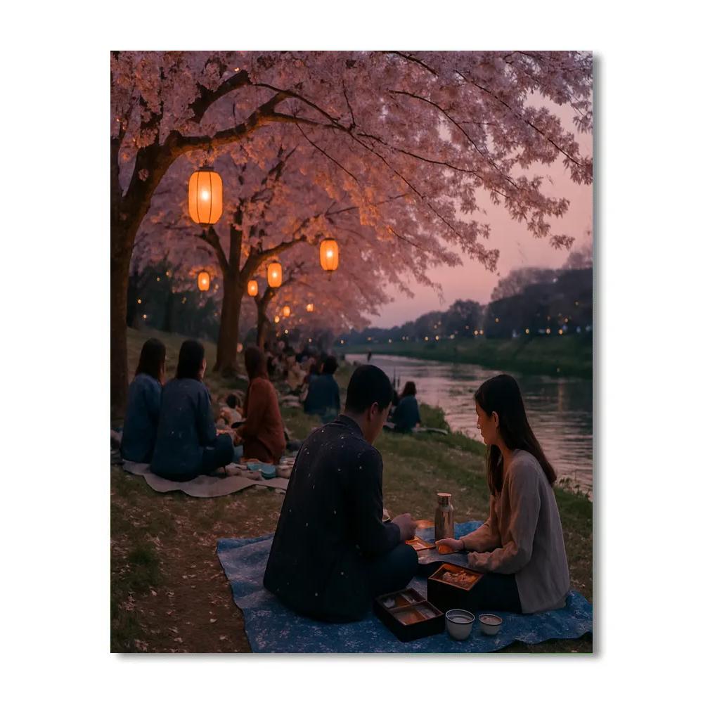 Cherry Blossom Hanami Picnic Paint by numbers art