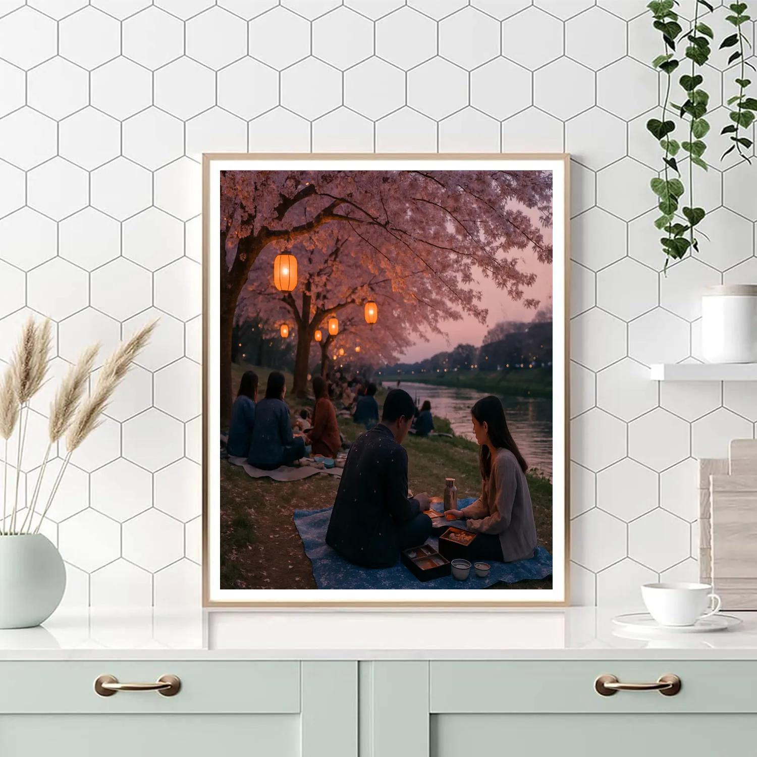 Cherry Blossom Hanami Picnic Paint by numbers art