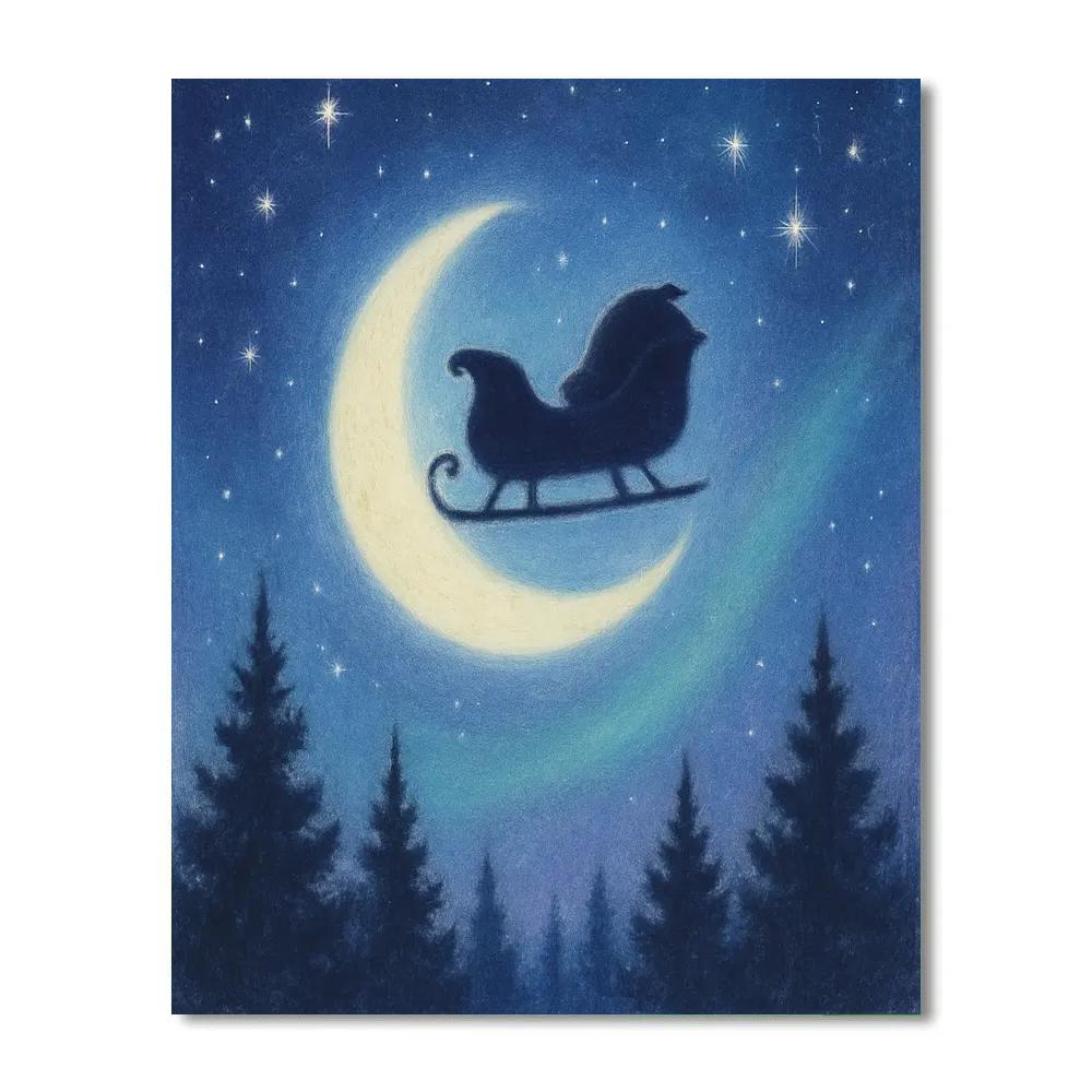 Moonlit Sleigh Silhouette paint by color