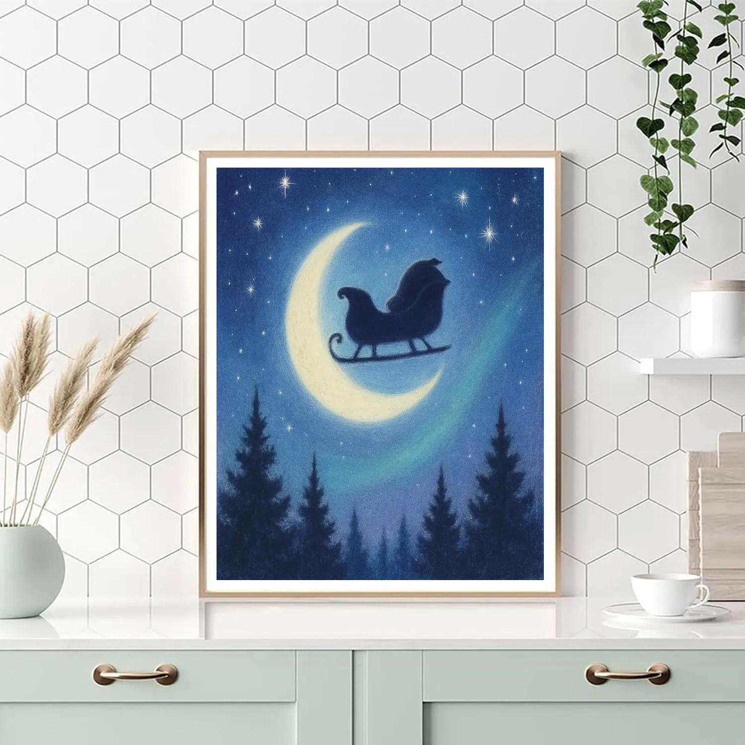 Moonlit Sleigh Silhouette paint by color