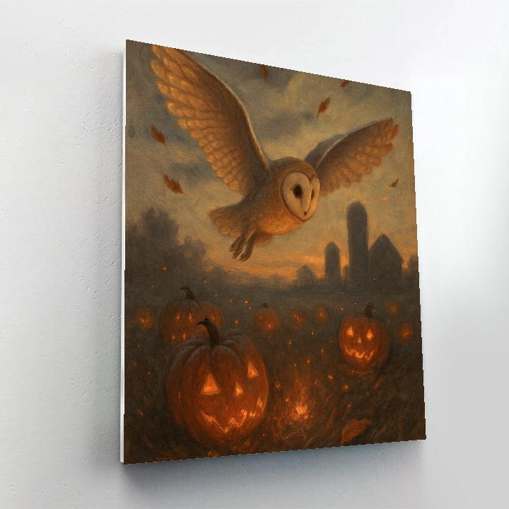 Barn Owl Over Ember Field paint by number