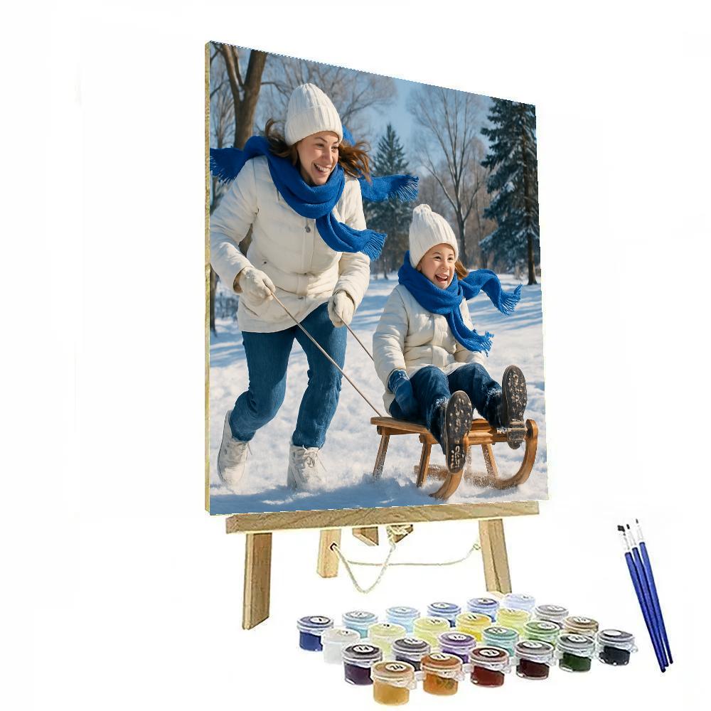 Snow Day Sled Ride paint by color