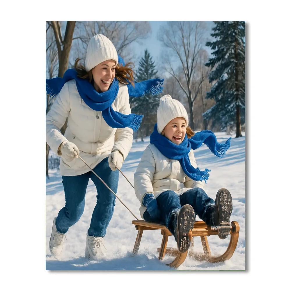 Snow Day Sled Ride paint by color