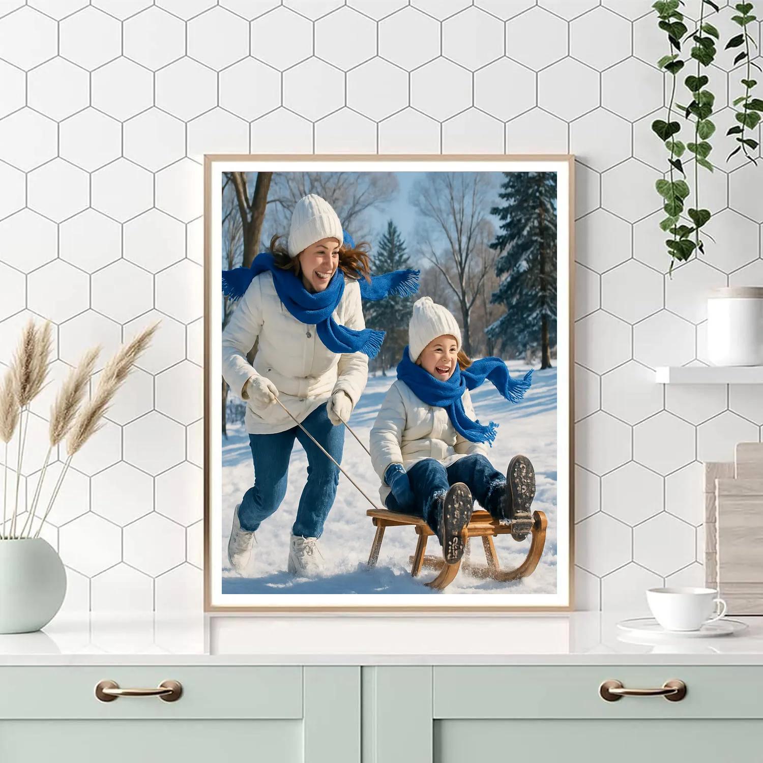 Snow Day Sled Ride paint by color