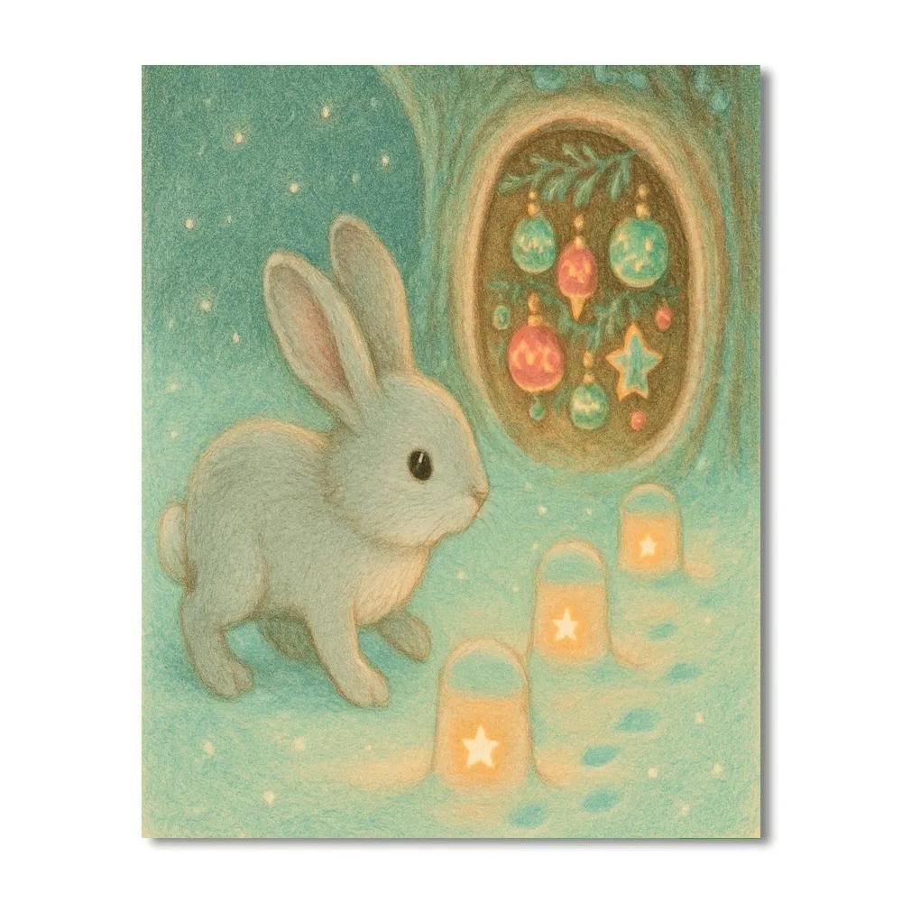 Snow Lantern Rabbit Path DIY paint by numbers