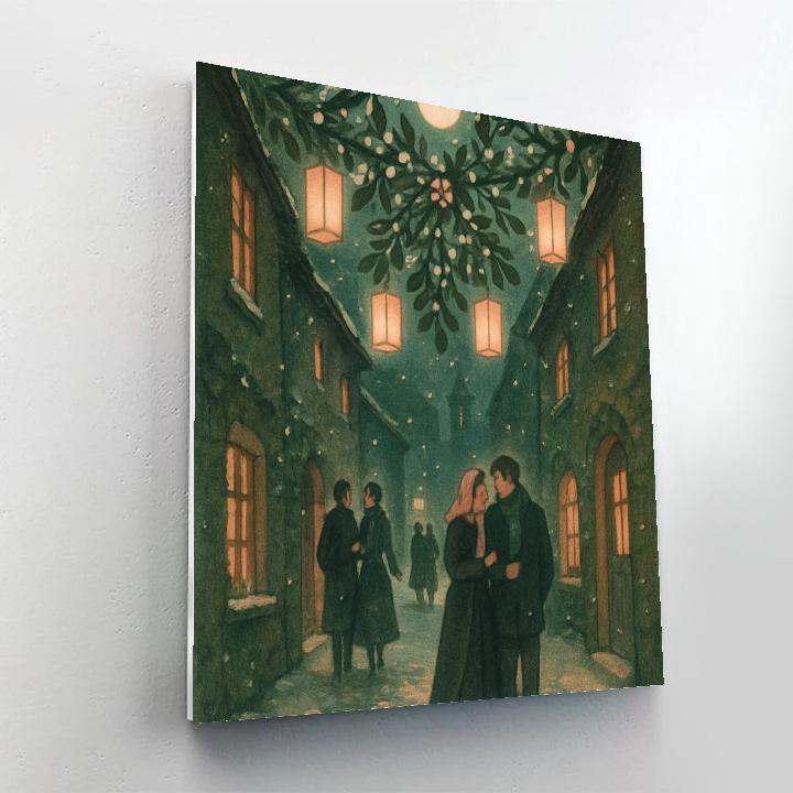 Mistletoe Lantern Alley Number painting