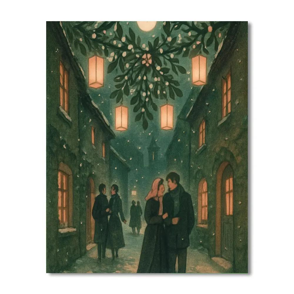 Mistletoe Lantern Alley Number painting