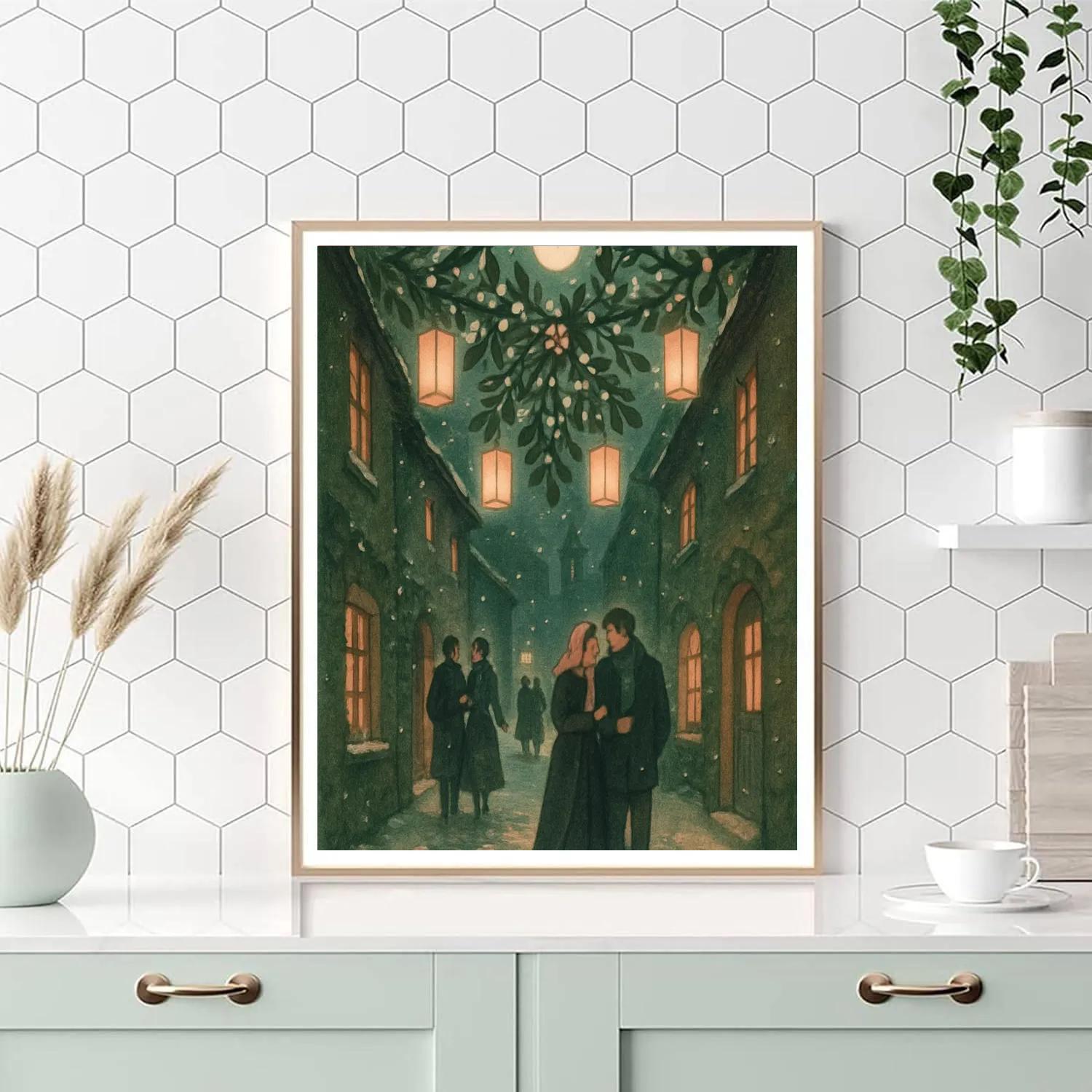 Mistletoe Lantern Alley Number painting