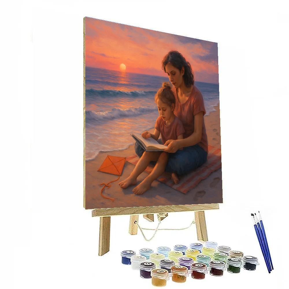 Sunset Story Beach Blanket Paint by numbers art