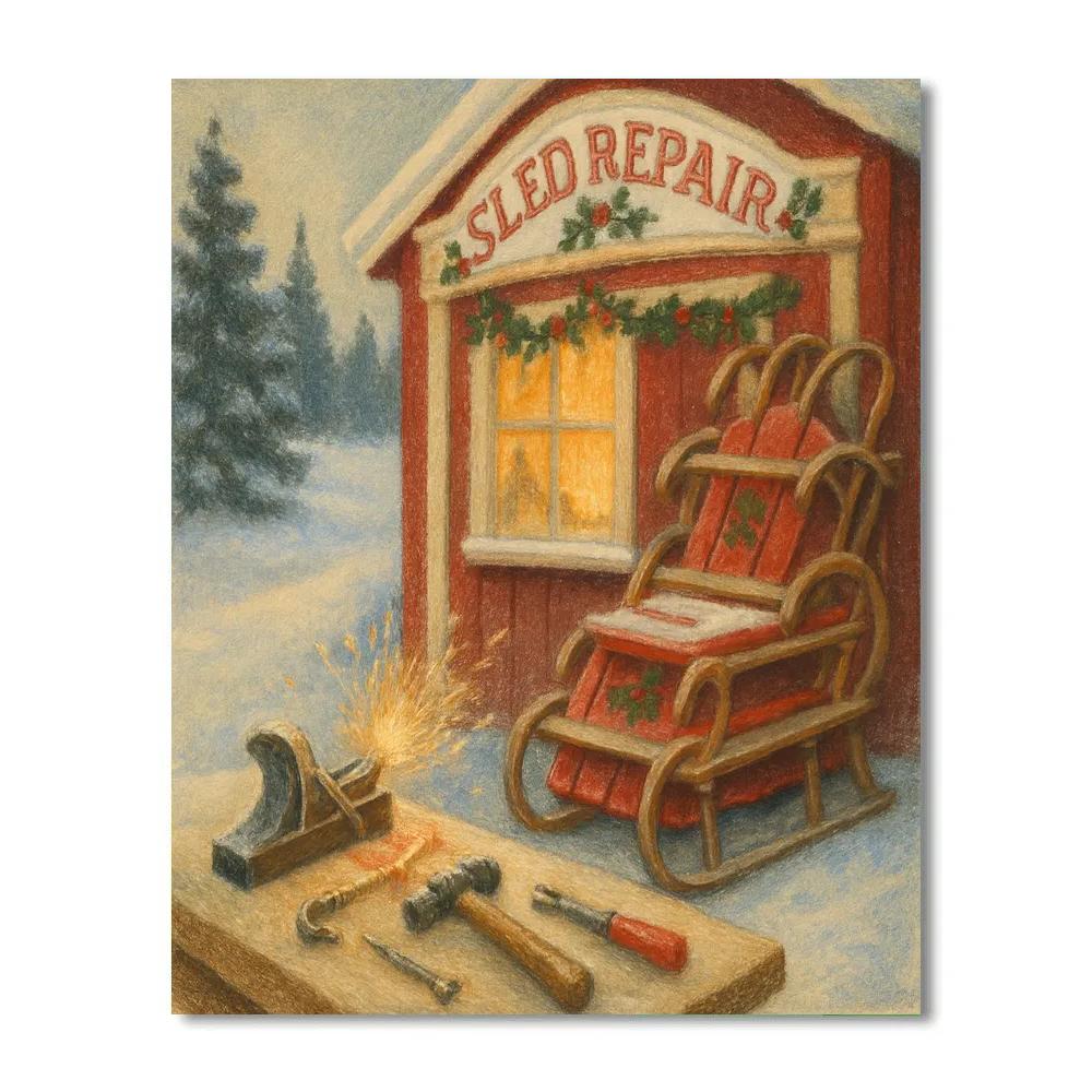 Little Red Sled Shop painting number kit