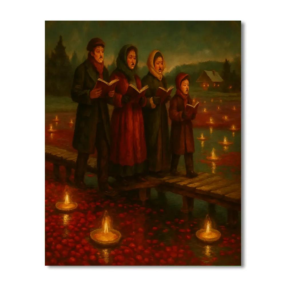 Cranberry Bog Carolers paint by color
