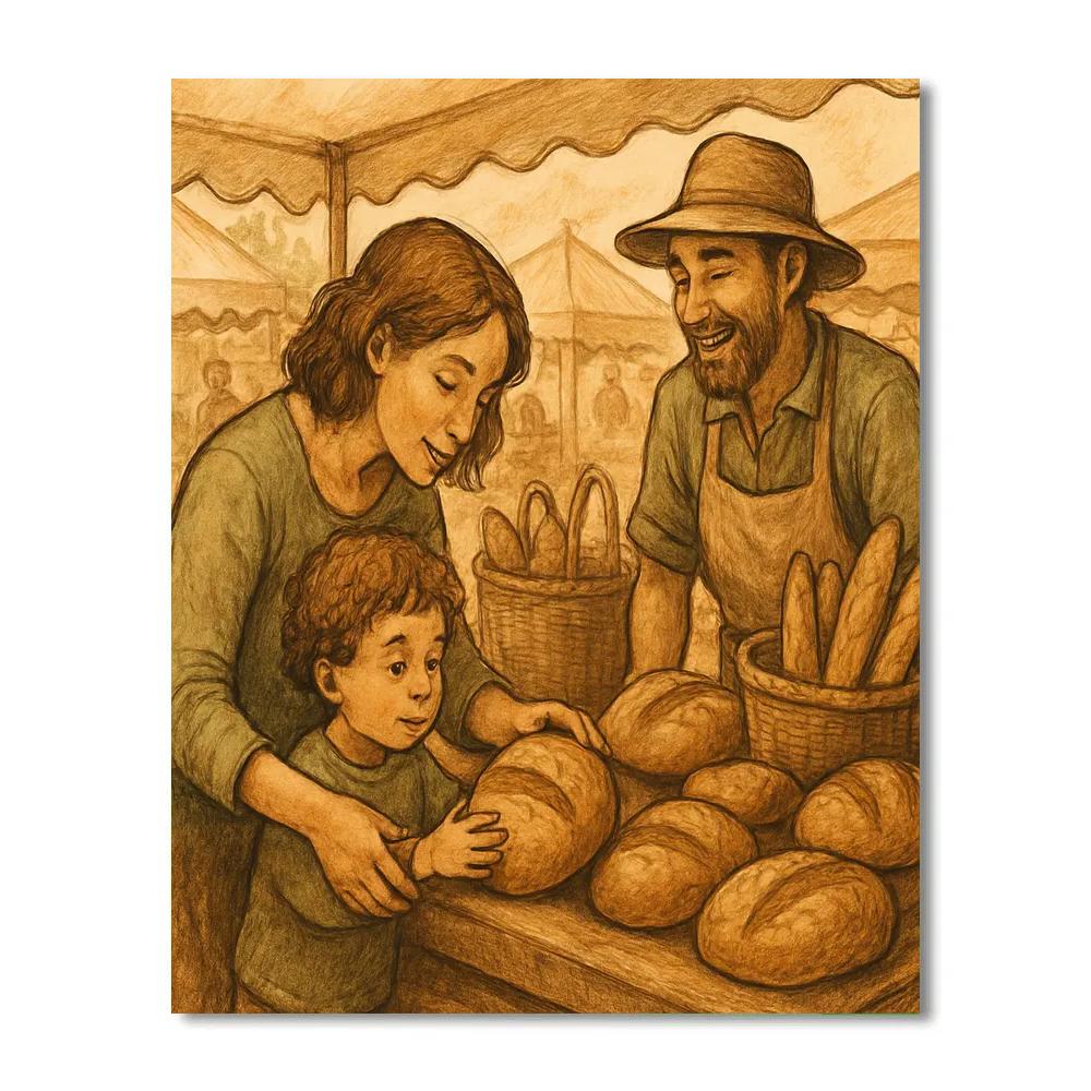 Farmer Market Bread Lesson paint by number