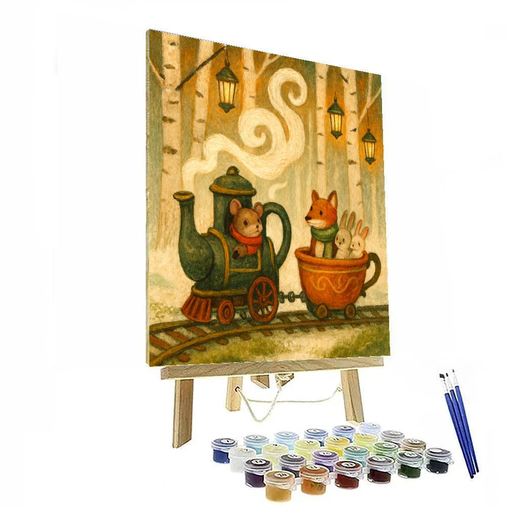 Forest Lantern Tea Train Paint by numbers kits