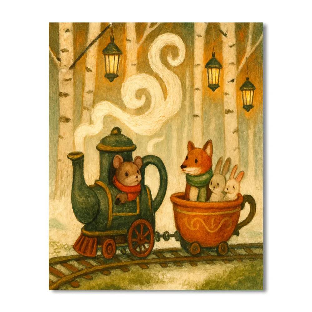 Forest Lantern Tea Train Paint by numbers kits