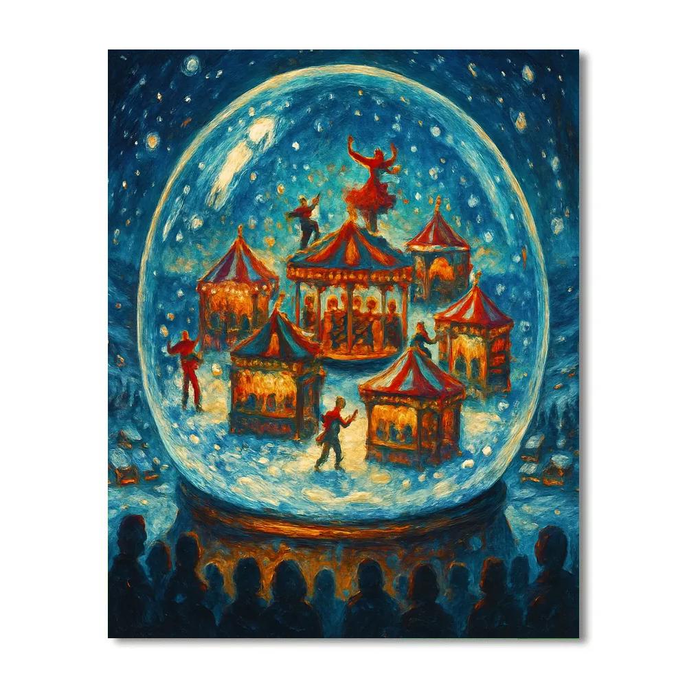 Snow Globe Hilltop Festival Number painting