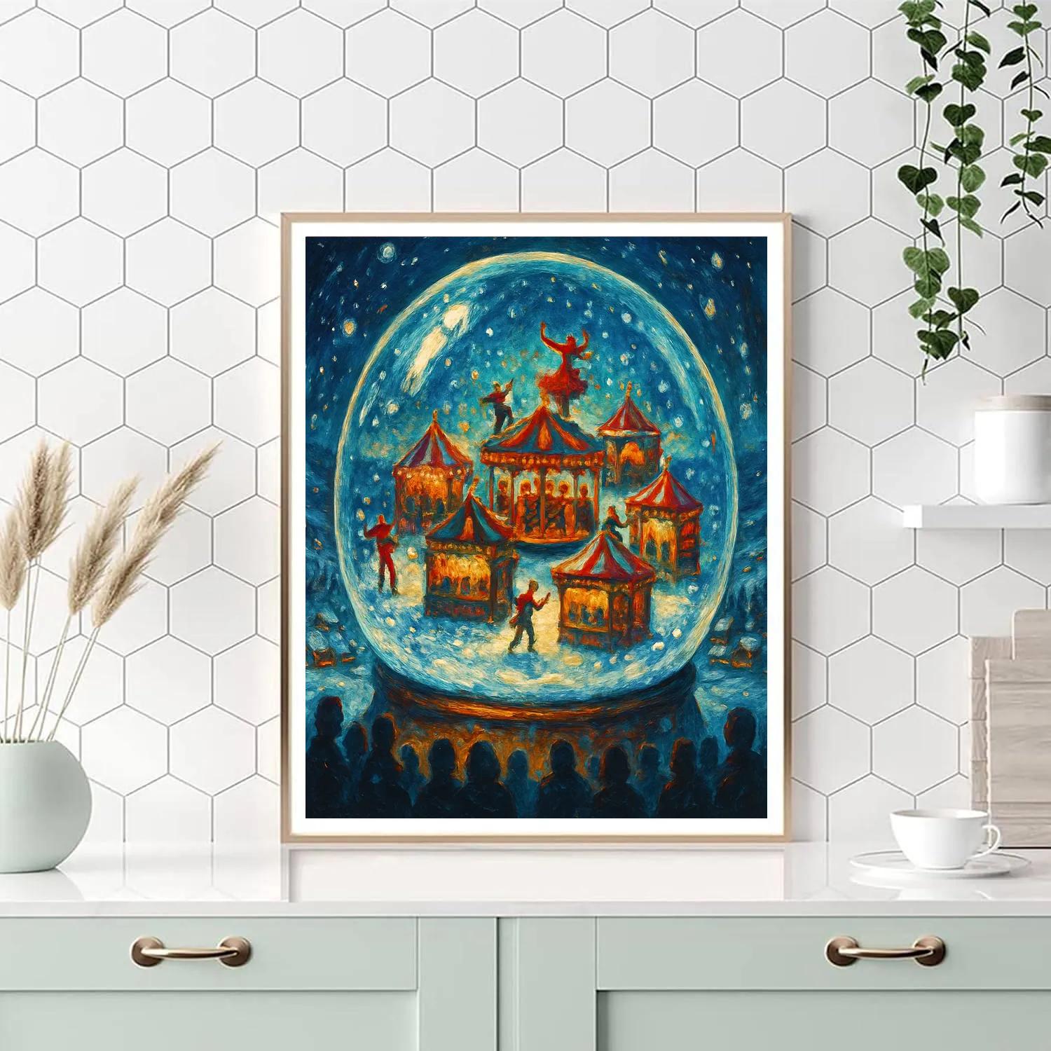 Snow Globe Hilltop Festival Number painting