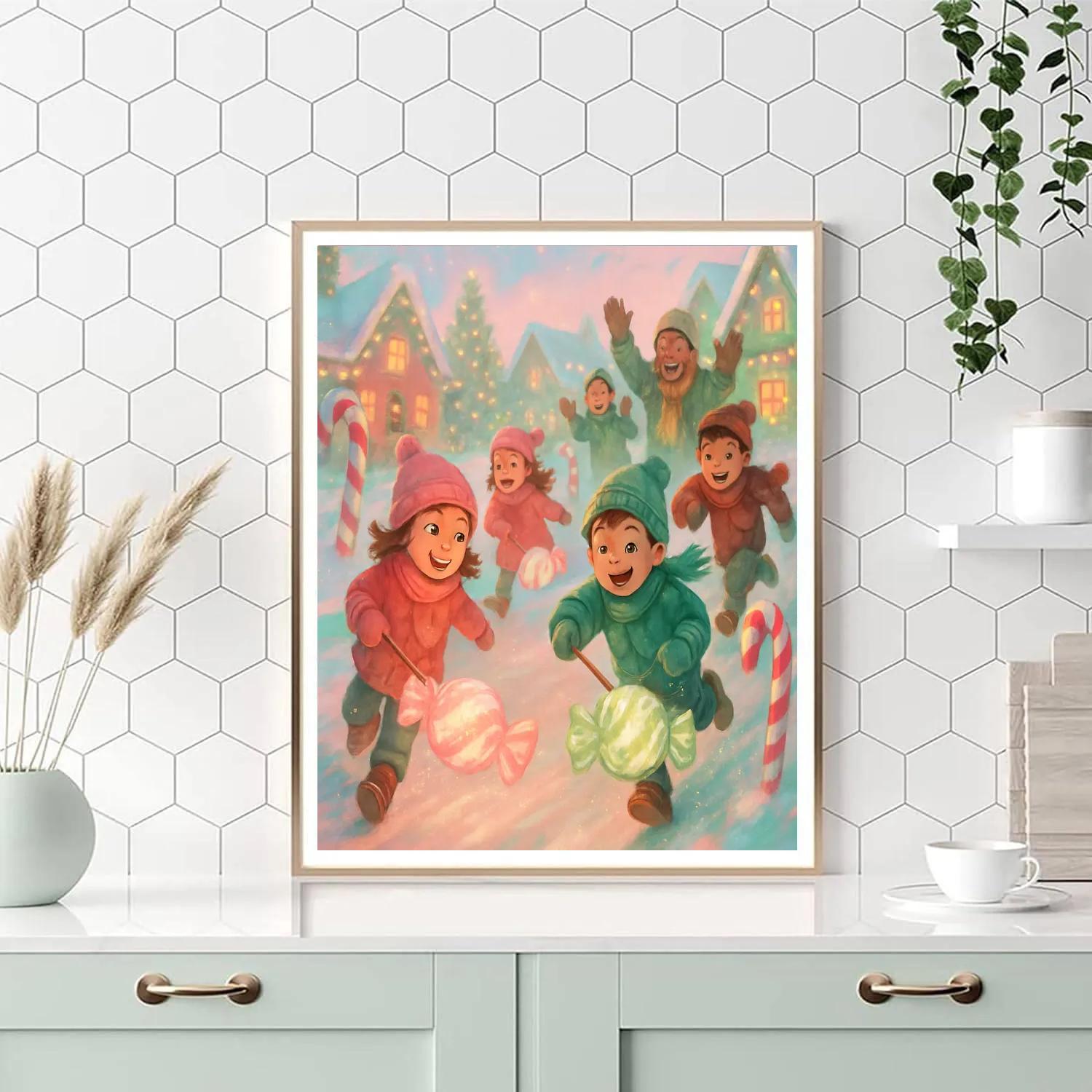 Candy Lane Lantern Race Number painting