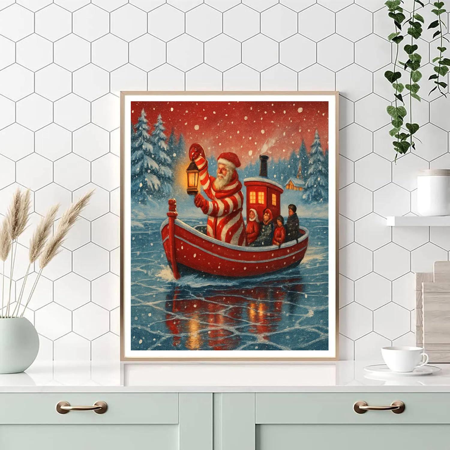 Peppermint Ferry Crossing Paint by numbers art