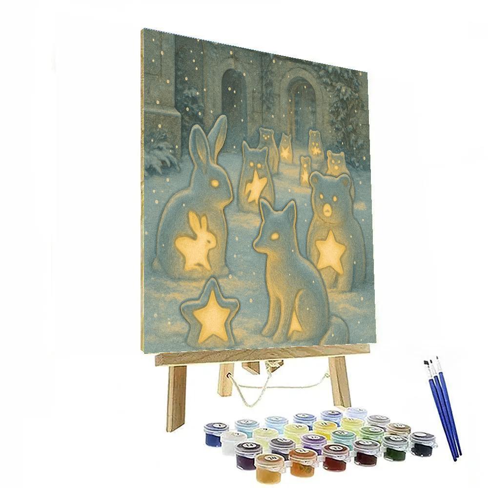 Carved Snow Lantern Courtyard painting number kit