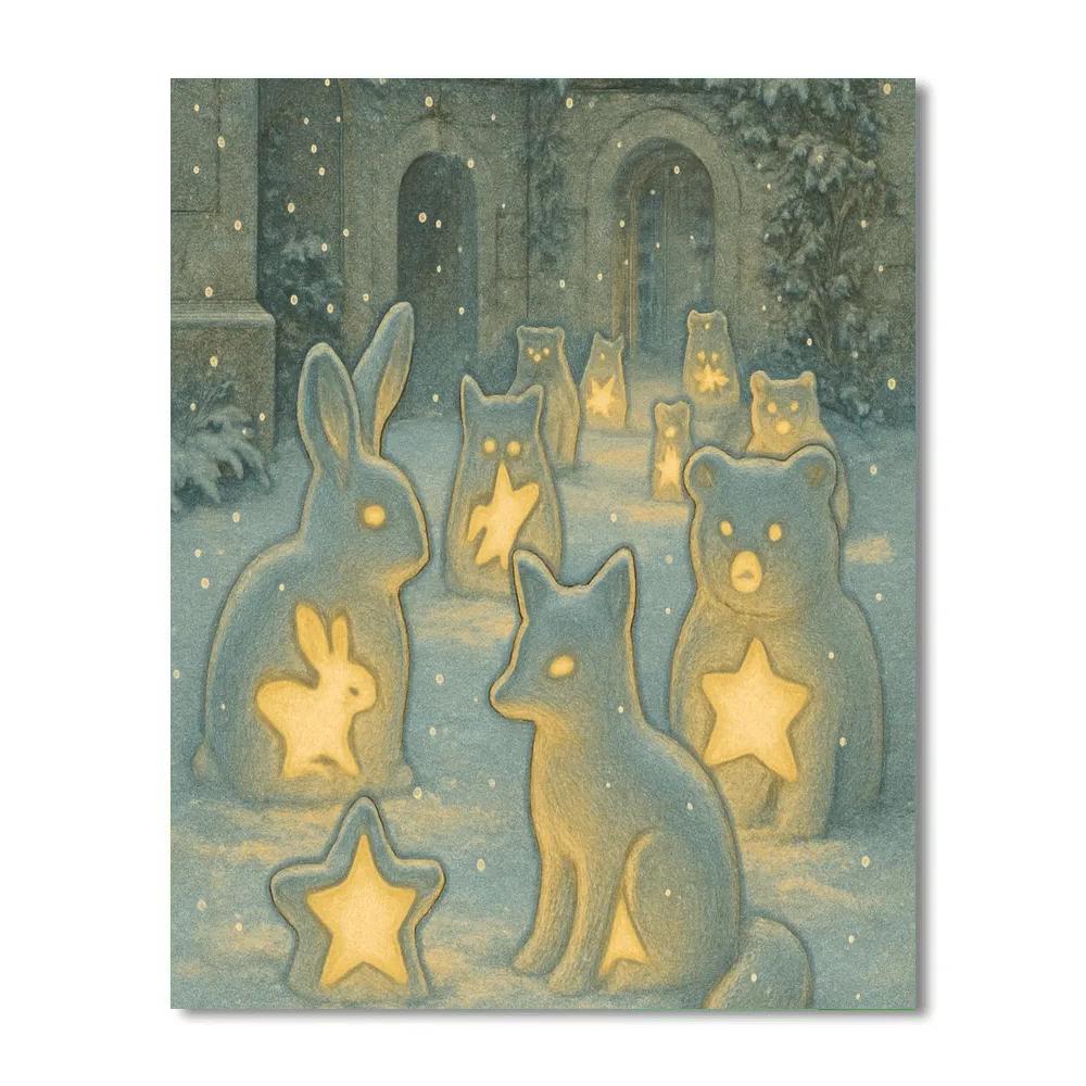 Carved Snow Lantern Courtyard painting number kit