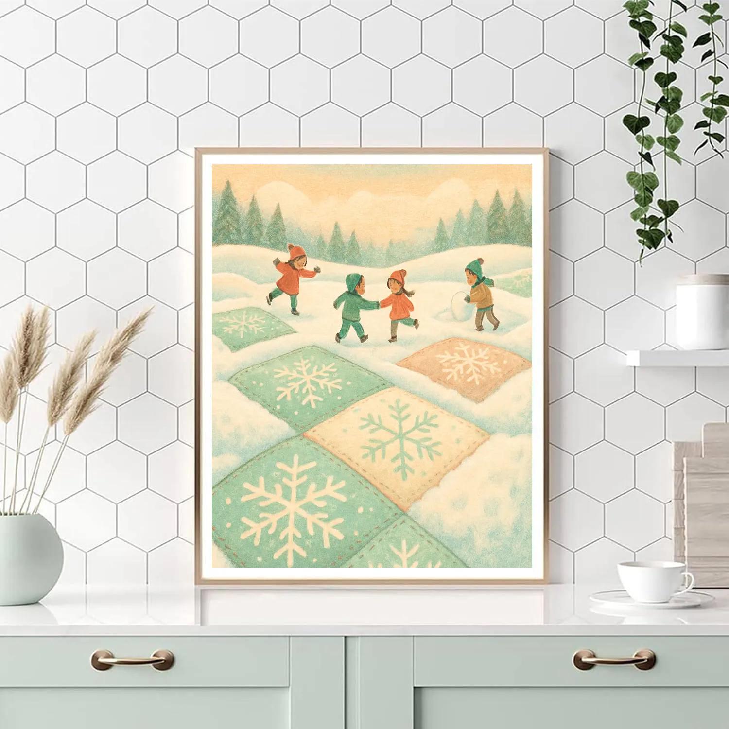 Snowflake Quilt Meadow painting number kit