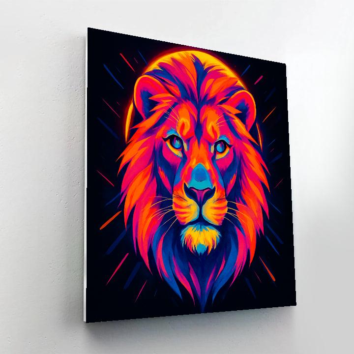 Neon King Lion Portrait Numbered painting kits