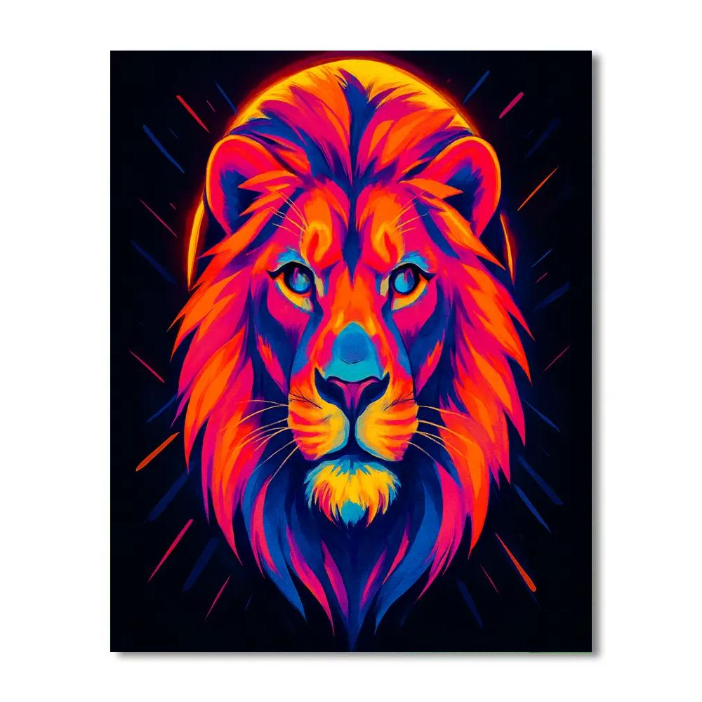 Neon King Lion Portrait Numbered painting kits