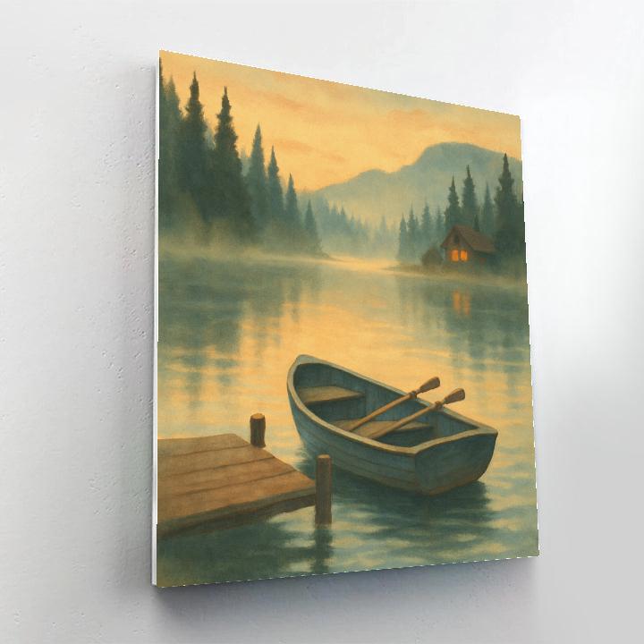 Dawn Rowboat At Glass Lake paint by numbers