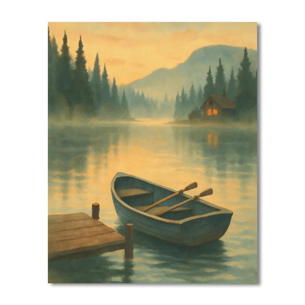 Dawn Rowboat At Glass Lake paint by numbers