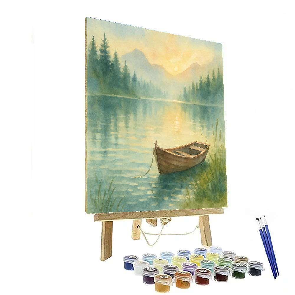 Mist Over Moonlit Lake DIY paint by numbers