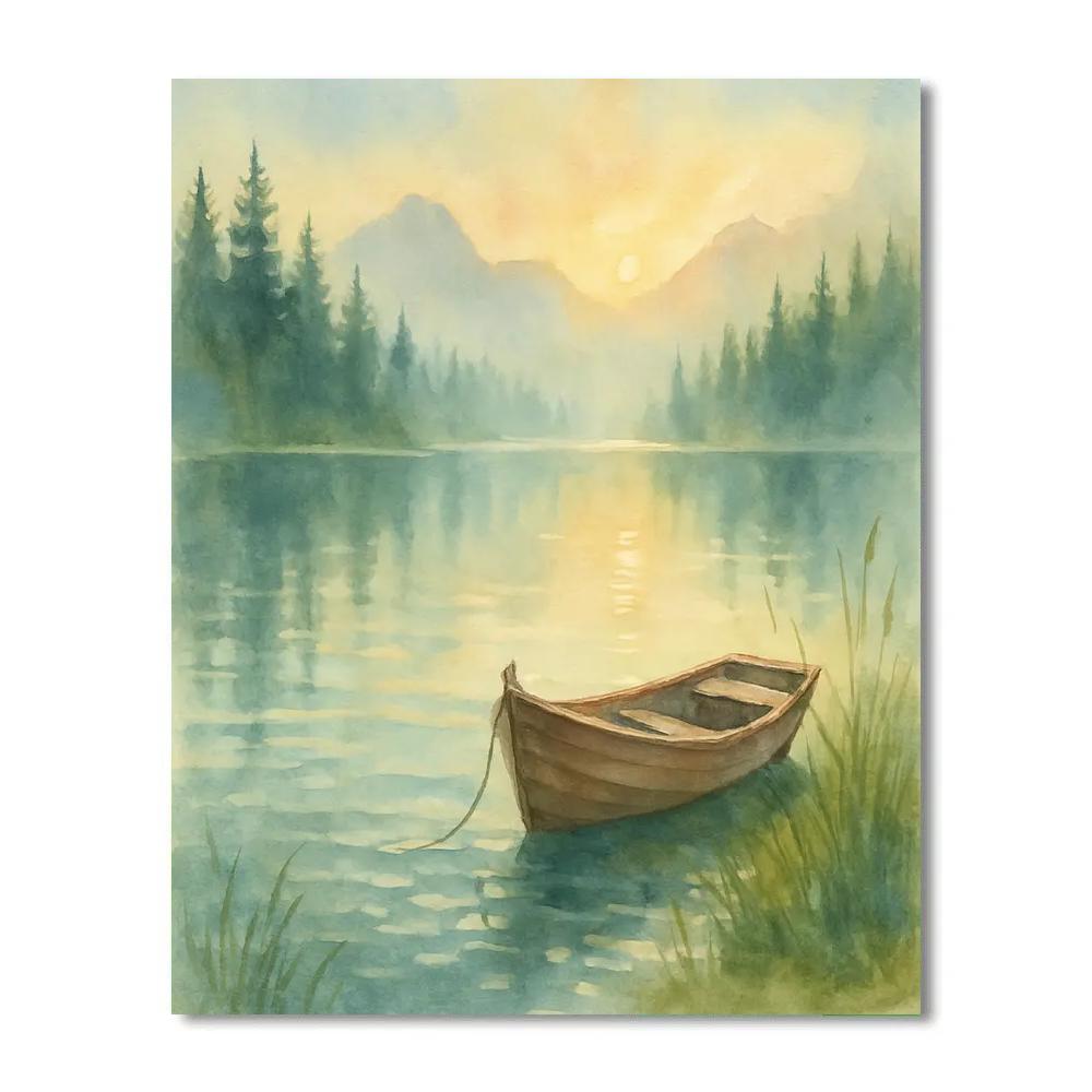Mist Over Moonlit Lake DIY paint by numbers