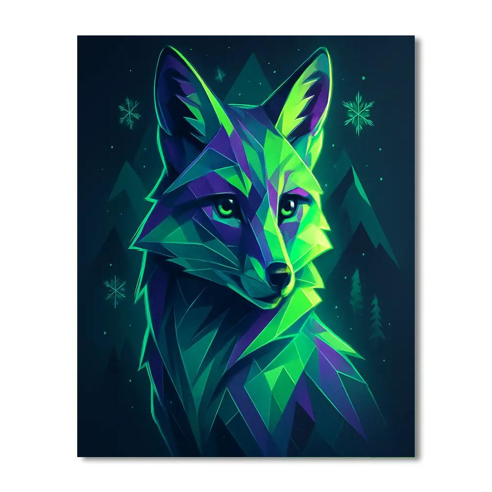 Geometric Arctic Fox DIY paint by numbers