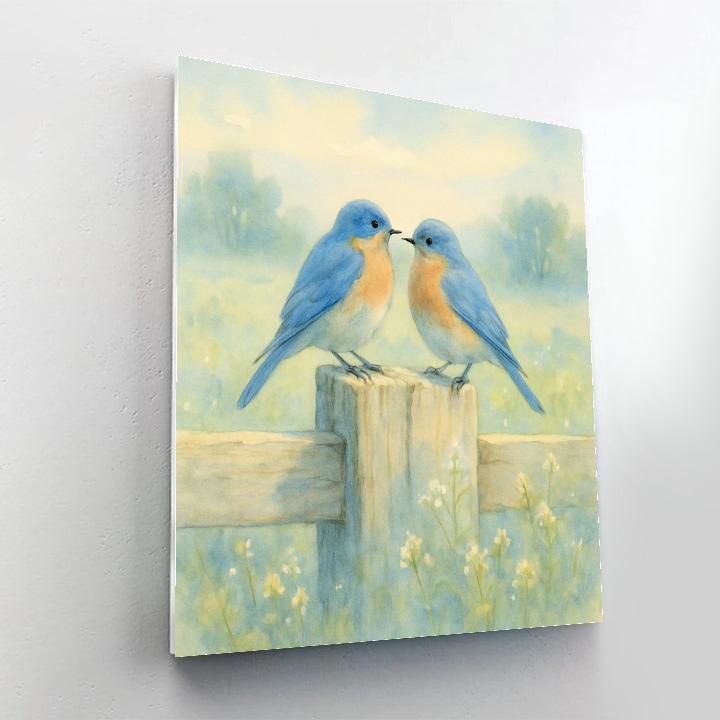 Bluebird Morning On Weathered Fence DIY paint by numbers