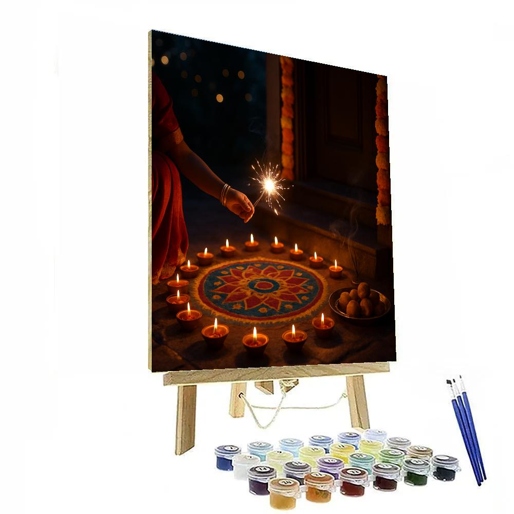 Diwali Doorstep Diyas And Rangoli paint by numbers