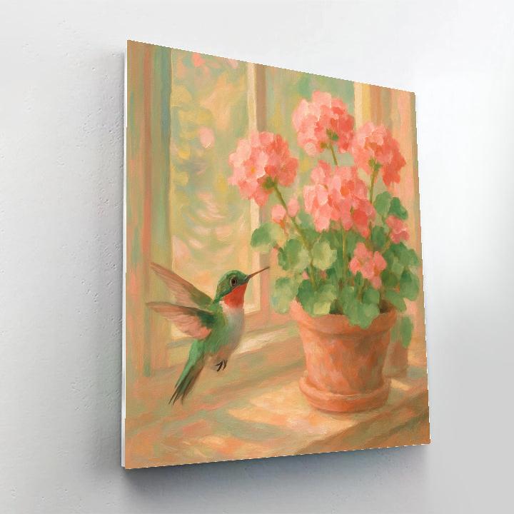 Hummingbird Tea By Window Garden paint by number