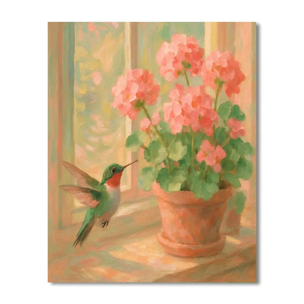 Hummingbird Tea By Window Garden paint by number