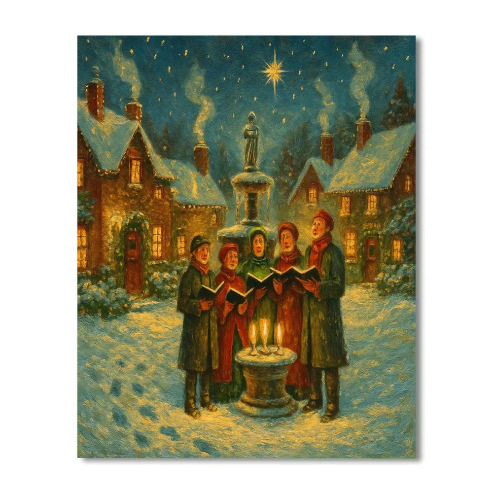 Starlit Village Carolers Number painting