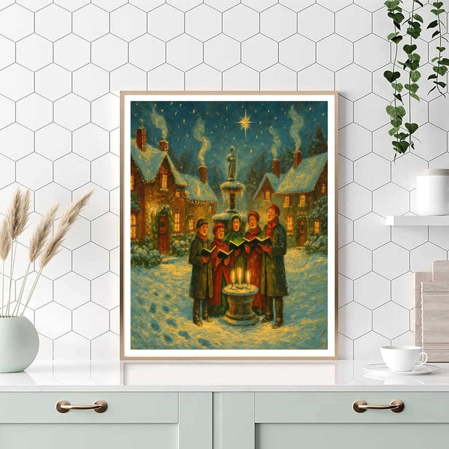 Starlit Village Carolers Number painting